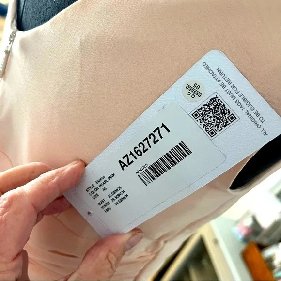 NWT Azazie Pearl Pink Bianca Chiffon Gown Size 6 - Picture 11 of 12